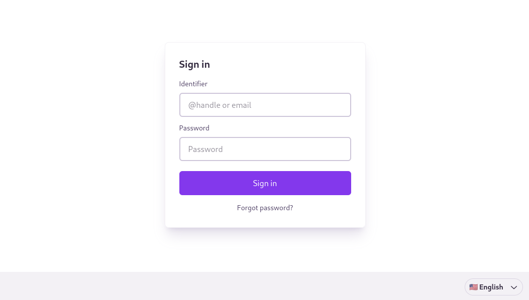 Web Sign-In interface, asking for &quot;Identifier&quot; and &quot;Password&quot;. There is a &quot;Forgot Password?&quot; link, and a language selector drop-down.